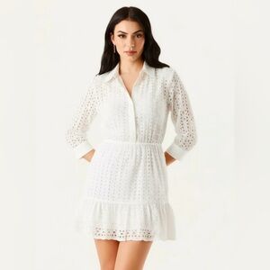 MC2 St Barts White Sangallo Mini Shirt Dress
